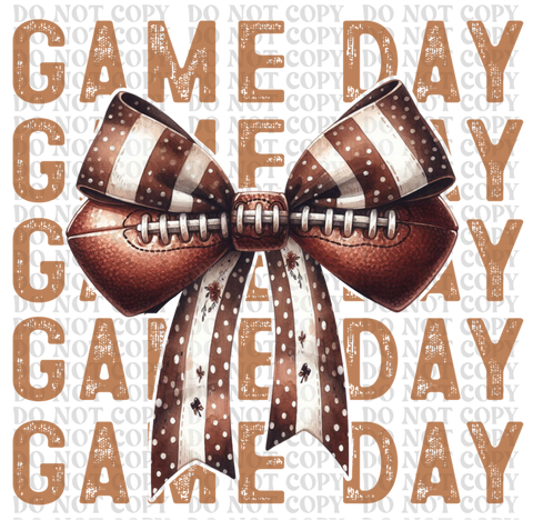 Game Day Football Bow DTF or Sublimation Transfer