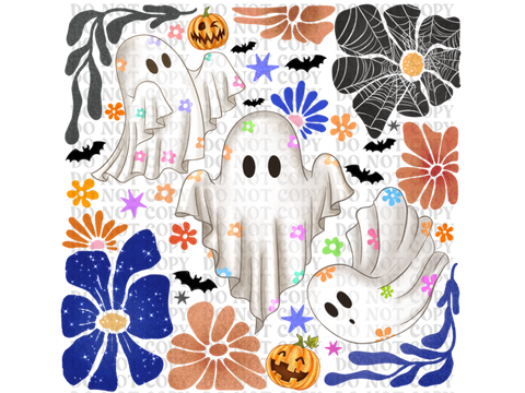 Ghost Boho Floral DTF or Sublimation Transfer