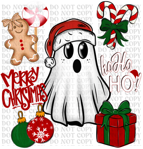 Ghostly Christmas Collage DTF or Sublimation Transfer