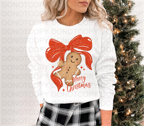 Gingerbread Christmas Bow DTF or Sublimation Transfer
