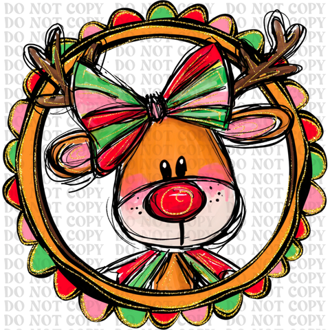 Girl Reindeer DTF or Sublimation Transfer