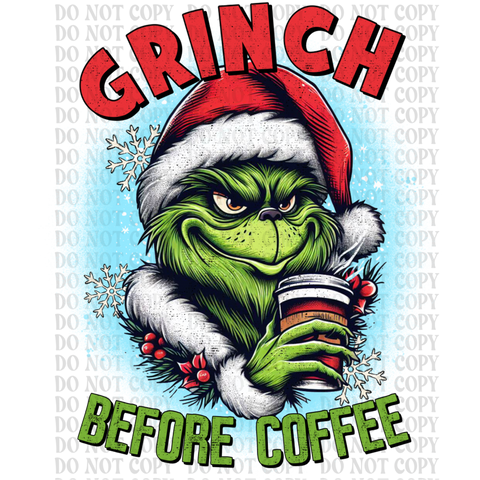 Green Man Before Coffee DTF or Sublimation Transfer