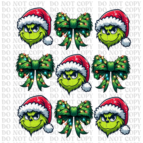 Green Man Bow Set DTF or Sublimation Transfer
