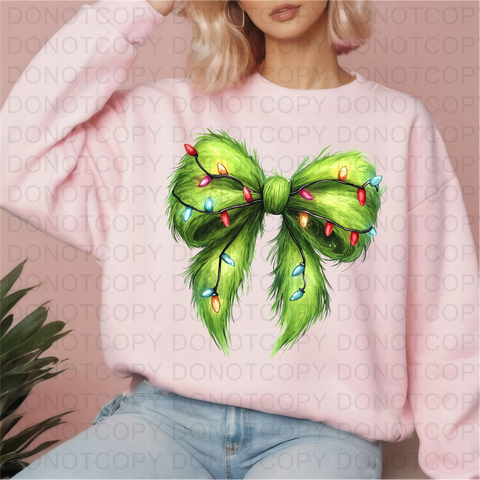 Grinchy Bow DTF or Sublimation Transfer