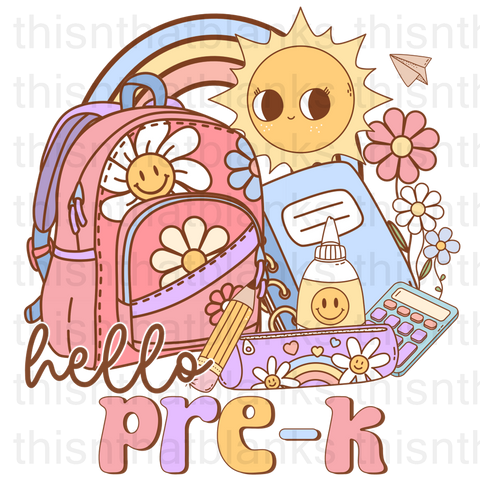 Hello Pre-K Sublimation Or DTF Transfer