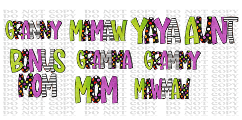 Halloween Names Bundle DTF or Sublimation Transfer