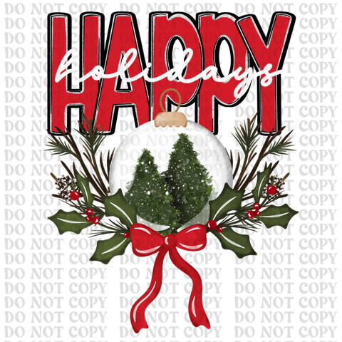 Happy Holidays DTF or Sublimation Transfer