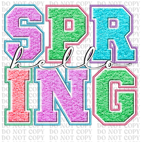 Hello Spring Embroidery DTF or Sublimation Transfer