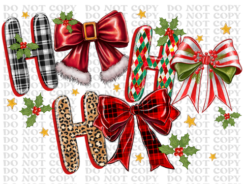 Ho Ho Ho Bow DTF or Sublimation Transfer