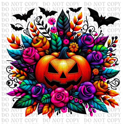 Holographic Floral Pumpkin DTF or Sublimation Transfer