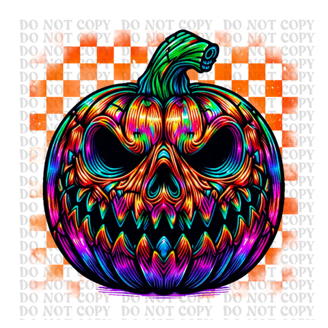 Holographic Scary Pumpkin DTF or Sublimation Transfer