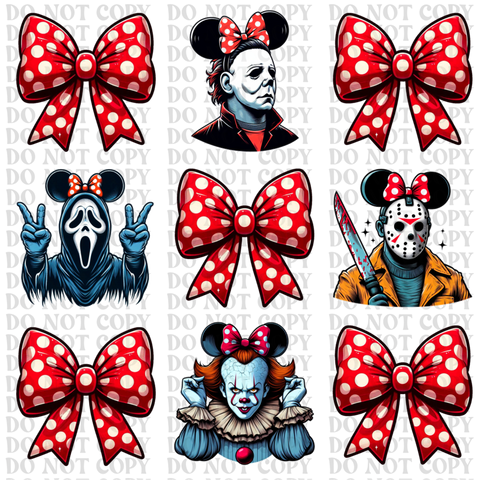 Horror Mouse Set DTF or Sublimation Transfer