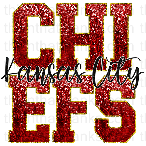 Kansas City Chiefs Sequin Sublimation or DTF Transfer