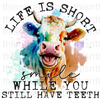 Life's Short Smile While You Still Have Teeth Sublimation or DTF Transfer