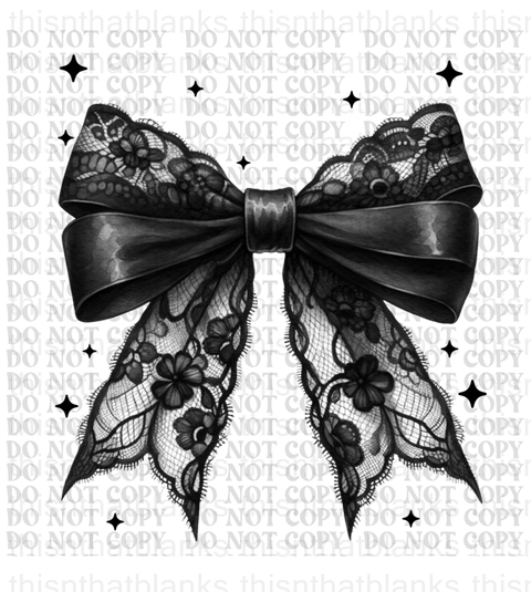 Lace Black Bow DTF or Sublimation Transfer