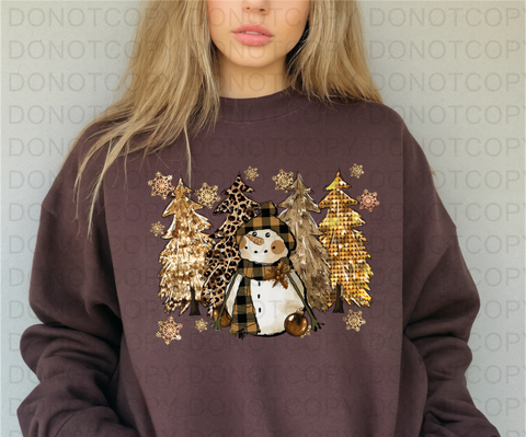 Leopard Tree Snowman DTF or Sublimation Transfer