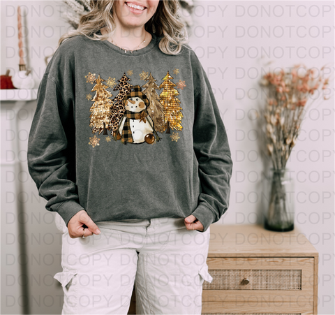 Leopard Tree Snowman DTF or Sublimation Transfer