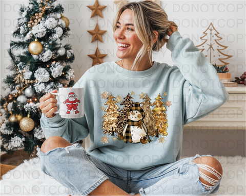 Leopard Tree Snowman DTF or Sublimation Transfer
