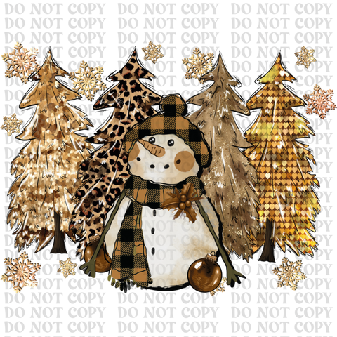 Leopard Tree Snowman DTF or Sublimation Transfer