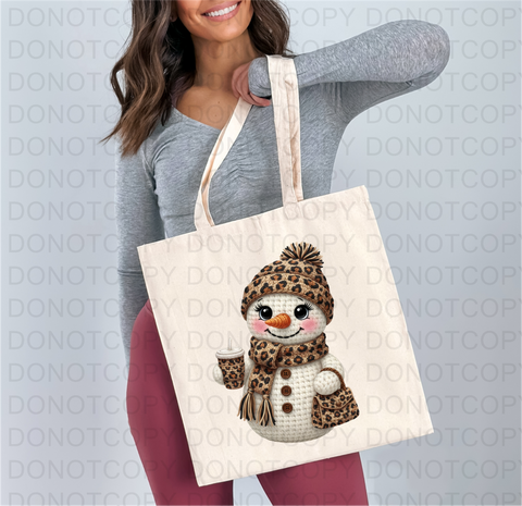 Leopard Yarn Snowman DTF or Sublimation Transfer