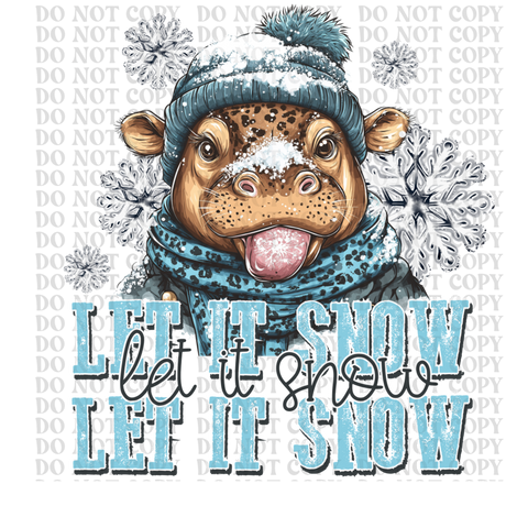 Let It Snow Hippo DTF or Sublimation Transfer