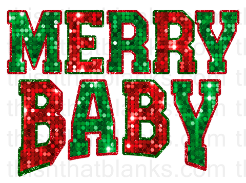 Merry Baby Faux Sequin Sublimation or DTF Transfer