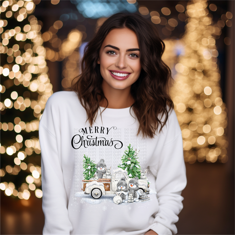 Christmas Snow Man Truck Sublimation or DTF Transfer