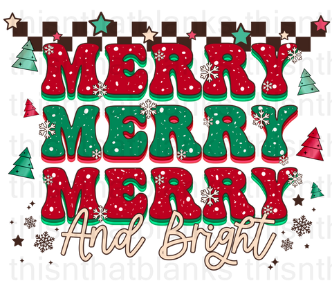 Merry Merry Merry And Bright Sublimation or DTF Transfer