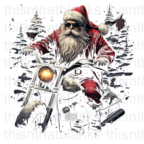 Motorcycle Santa Sublimation or DTF Transfer