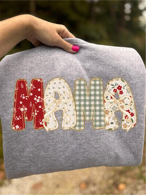 Floral Christmas Mama DTF or Sublimation Transfer