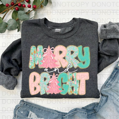 Merry and Bright DTF or Sublimation Transfer