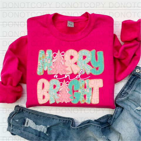 Merry and Bright DTF or Sublimation Transfer