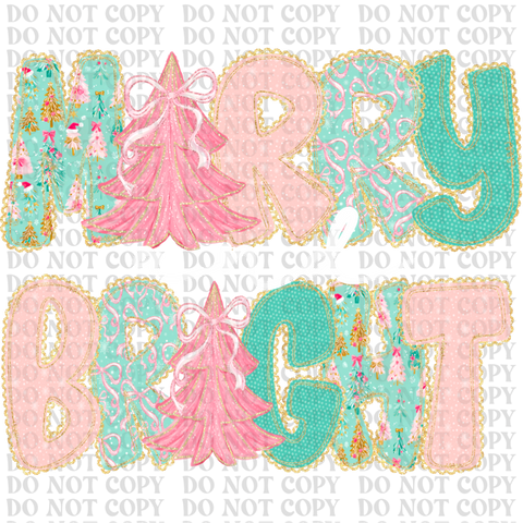 Merry and Bright DTF or Sublimation Transfer
