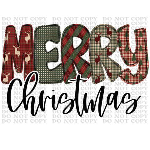 Merry Christmas Plaid DTF or Sublimation Transfer