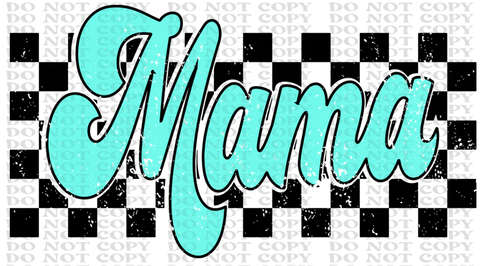 Mama Mint Checkered DTF or Sublimation Transfer