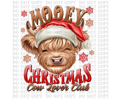 Mooey Christmas Cow Lovers Club DTF or Sublimation Transfer
