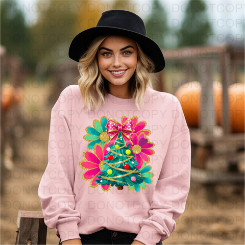 Neon Christmas Tree DTF or Sublimation Transfer