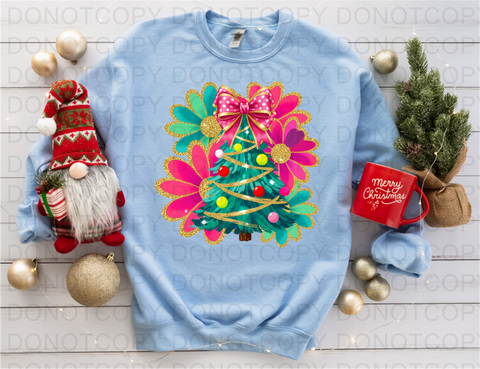 Neon Christmas Tree DTF or Sublimation Transfer