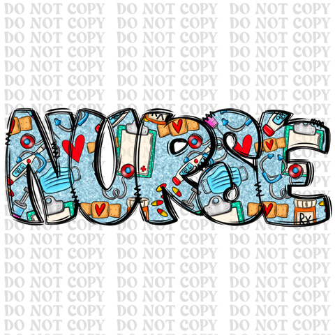 Nurse Doodle DTF or Sublimation Transfer