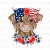 Patriotic Highland Cow Sublimation Or DTF Transfer