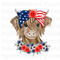 Patriotic Highland Cow Sublimation Or DTF Transfer