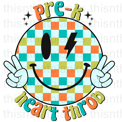 Pre-K Heart Throb Sublimation Or DTF Transfer