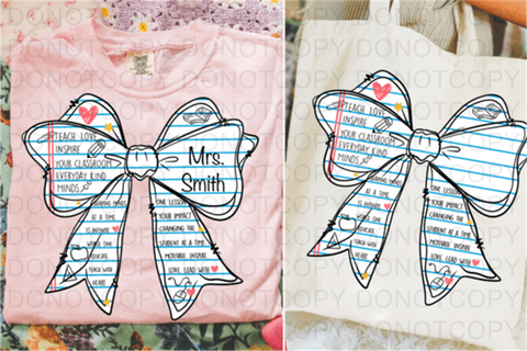 Teacher Paper Bow DTF or Sublimation Transfer