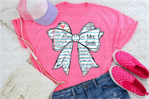 Teacher Paper Bow DTF or Sublimation Transfer