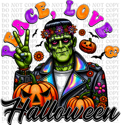 Peace Love Halloween DTF or Sublimation Transfer