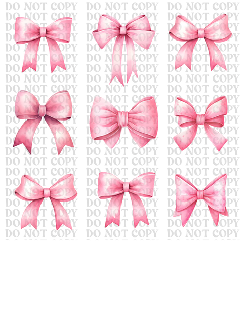 Pink Bow Set DTF or Sublimation Transfer