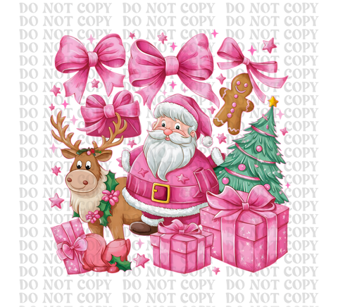 Pink Christmas Coquette Bow DTF or Sublimation Transfer