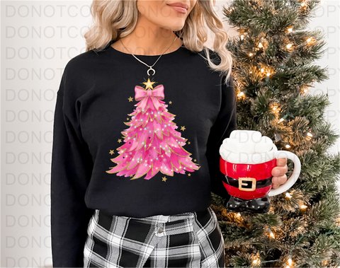 Pink Christmas Tree DTF or Sublimation Transfer
