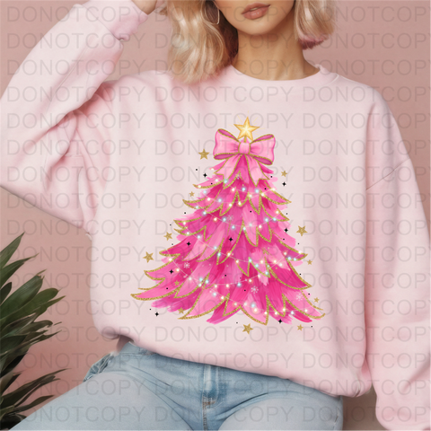 Pink Christmas Tree DTF or Sublimation Transfer