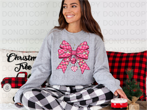 Pink Christmas Bow DTF or Sublimation Transfer